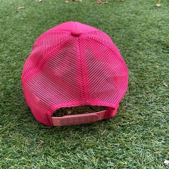 Pink Smiley Face Trucker Hat - Picture 4 of 5